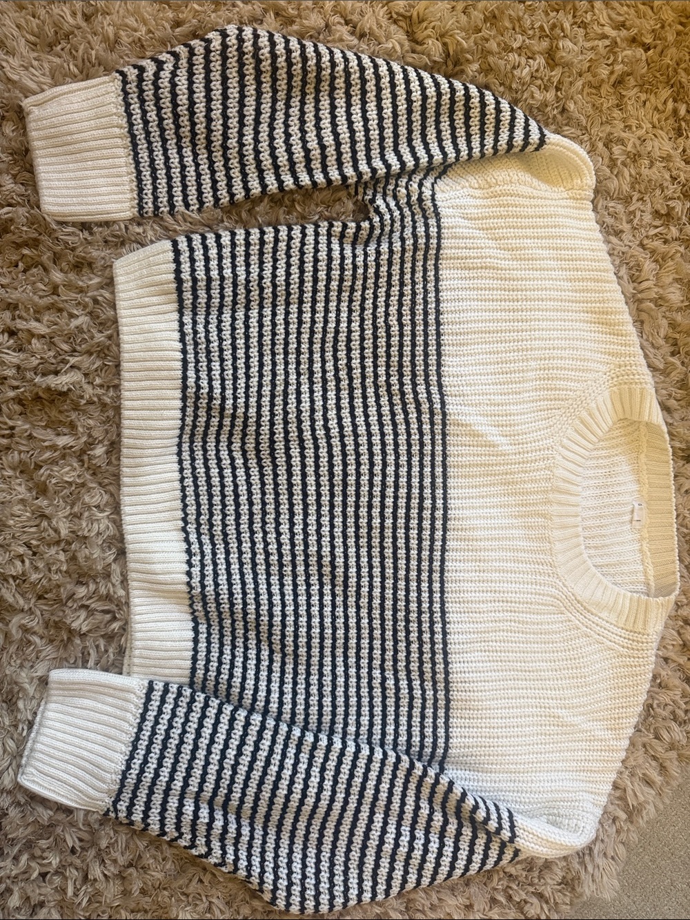Garage Cream & Black Striped Crewneck Sweater